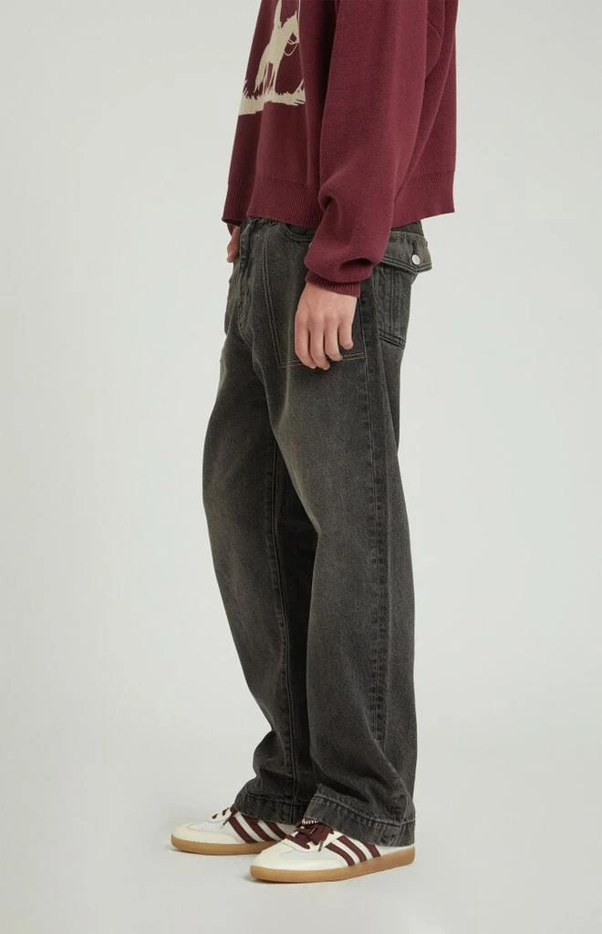 PacSun Black Tinted Contrast Stitch Baggy Jeans 2