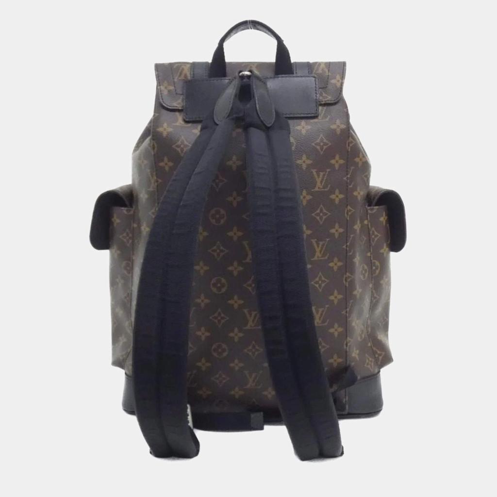 Louis Vuitton Louis Vuitton Monogram Macassar Brown Leather Christopher MM Backpack