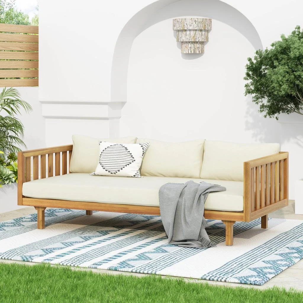 Streamdale Furniture Streamdale Acacia Wood Daybed Durable, Water-Resistant, Classic Slat Paneling Design