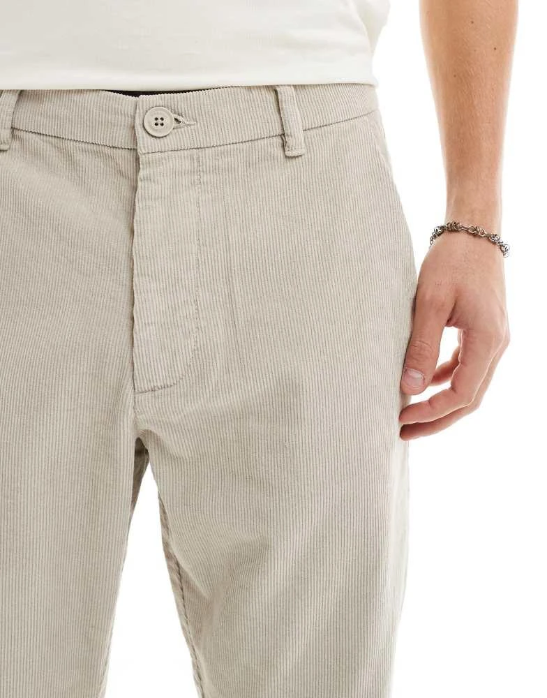 French Connection Mens French Connection slim leg cord trousers in stone 5