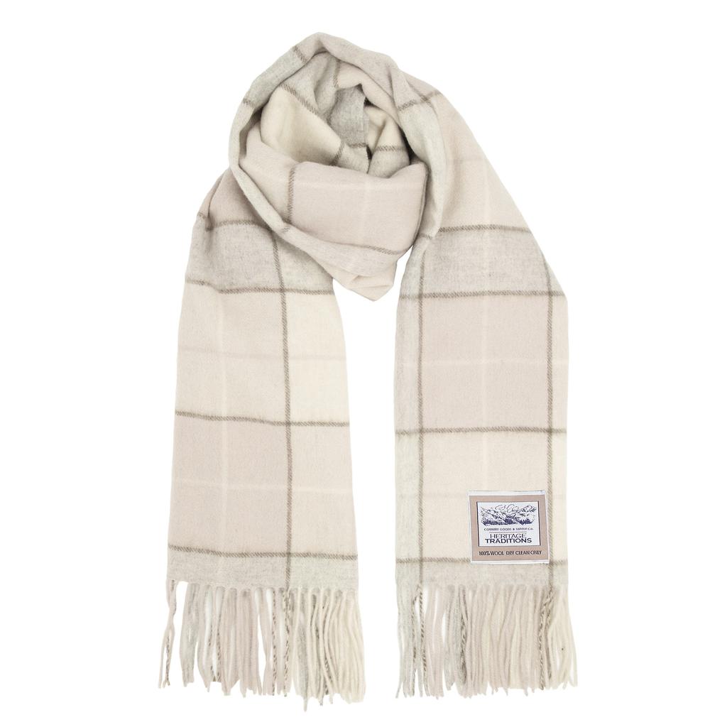 Heritage Heritage Traditions - 100% Wool Tartan Woollen Scarf - Natural Box Check