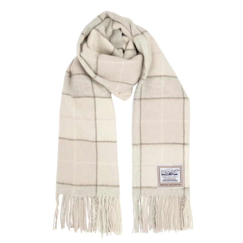 Heritage Heritage Traditions - 100% Wool Tartan Woollen Scarf - Natural Box Check 1