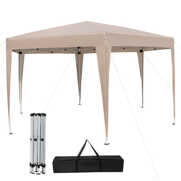 Hivvago 13 X 11.5 Ft Hexagonal Pop-Up Height Adjustable Canopy Tent With Dressed Legs - Khaki
