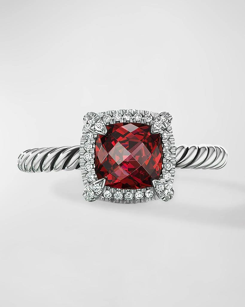 David Yurman 7mm Petite Chatelaine Pave Bezel Ring with Gemstone and Diamonds in Silver 4