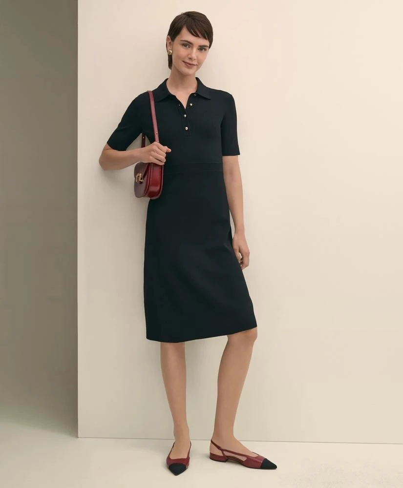 Brooks Brothers Women's Viscose Polo Knit Dress | Black | Size XXS