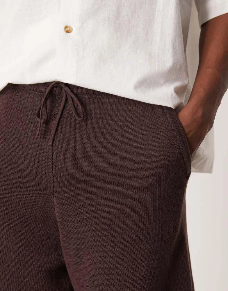 ASOS ASOS DESIGN oversized midweight knitted cotton shorts co-ord in brown 3