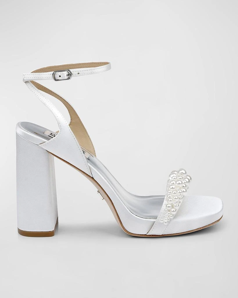 Badgley Mischka Calida Pearly Ankle-Strap Silk Sandals 1
