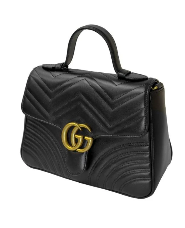 Gucci GG Marmont Small Black Leather Women's Shoulder Bag 498110 DTDIT 1000-SD