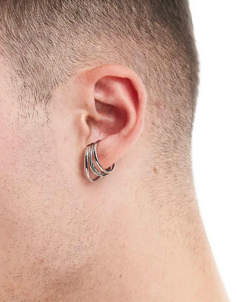 ASOS ASOS DESIGN festival triple layered ear cuff in silver 1