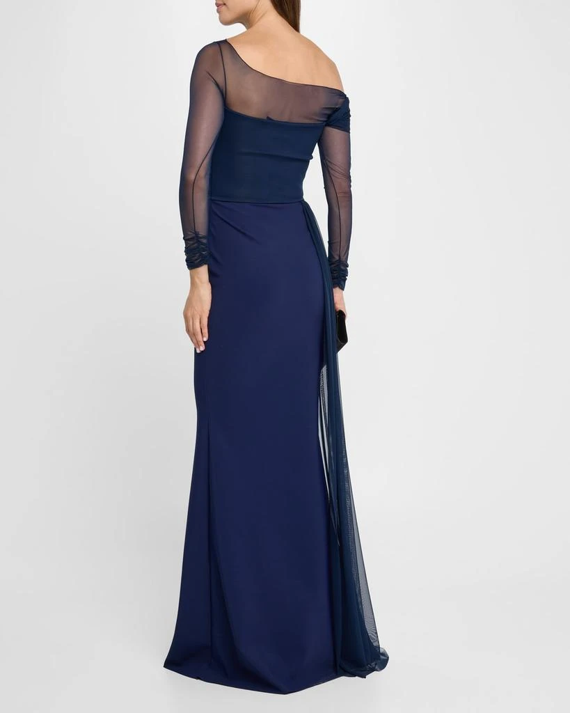 Chiara Boni One-Shoulder Draped Illusion Gown 3