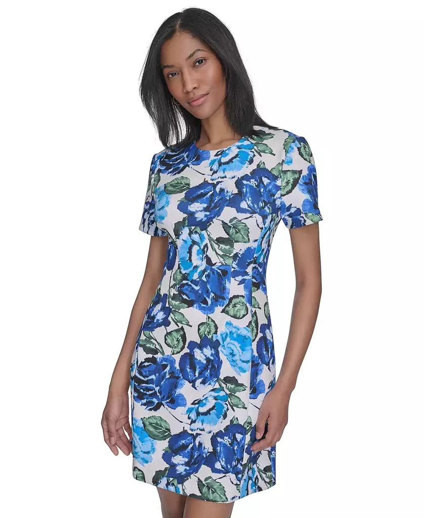 HALSTON Women's Printed Fit & Flare Short-Sleeve Dress 3