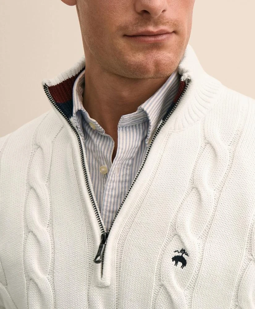 Brooks Brothers Cable Knit Tennis Quarter-Zip Sweater in Supima® Cotton 2