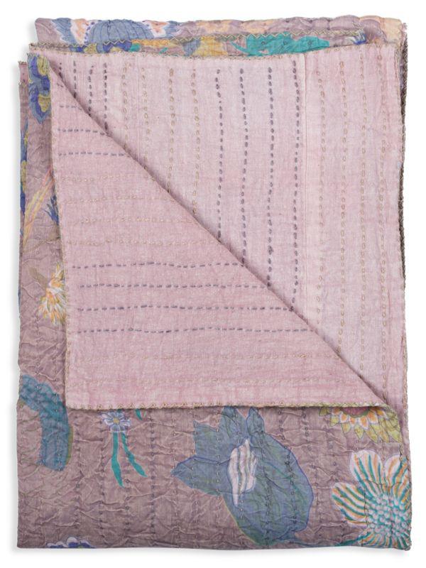 TAJ HOTEL Oriental Contemporary Design Floral Kantha Throw