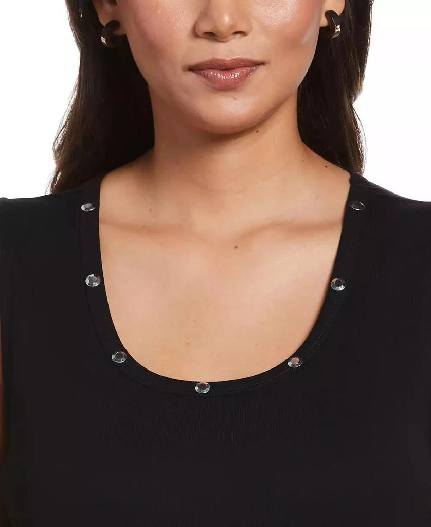 Rafaella Petite Rib Sleeveless Tank Crew Neck Top 4