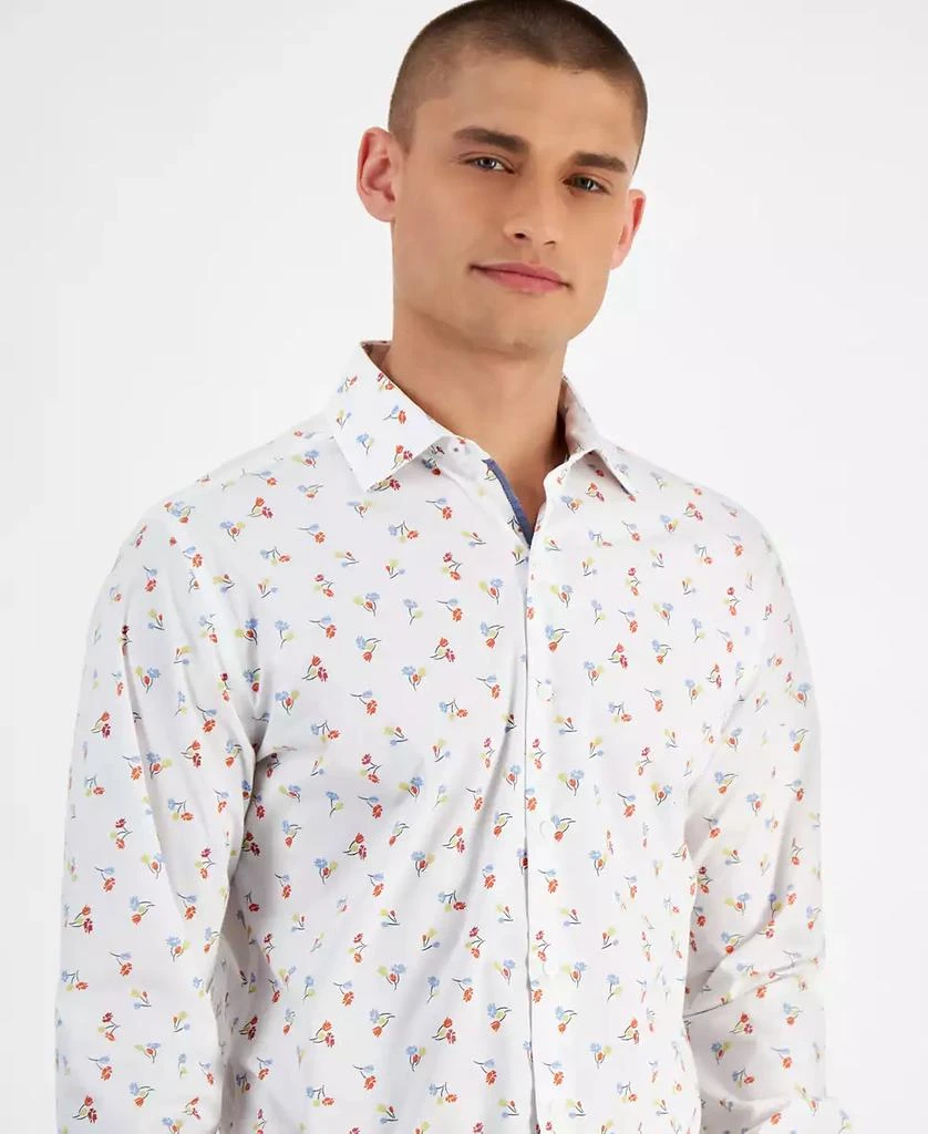 green emerald velvet dress Men's Slim Fit Turquoise Floral Long Sleeve Snap Shirt main image 0
