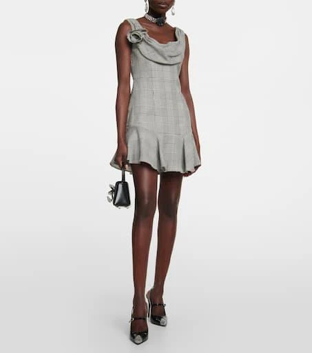 Alessandra Rich Prince De Galles wool minidress 2