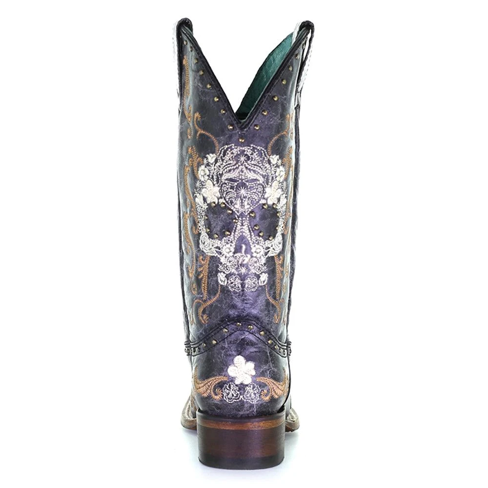 Corral Boots Floral Embroidered Studded Snip Toe Cowboy Boots 4