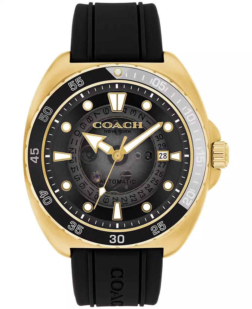 Coach Men's Charter Automatic Black Silicone Watch 44mm