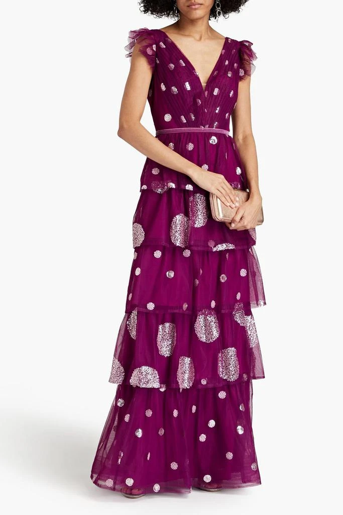 MARCHESA Tiered embellished tulle gown 2