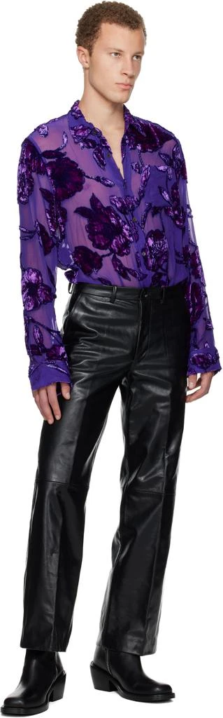 Dries Van Noten Purple Fitted Sheer Shirt 5