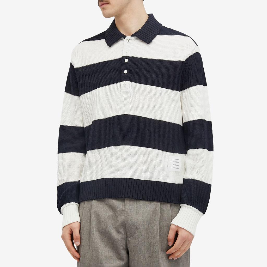 Thom Browne Thom Browne Rugby Stripe Knitted Polo Shirt