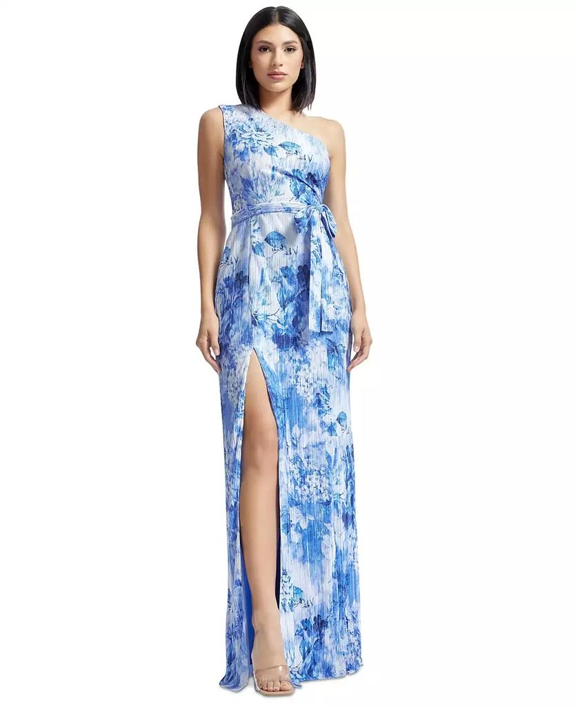 Dress The Population Women's Bella Floral-Print Pleated One-Shoulder Gown 1