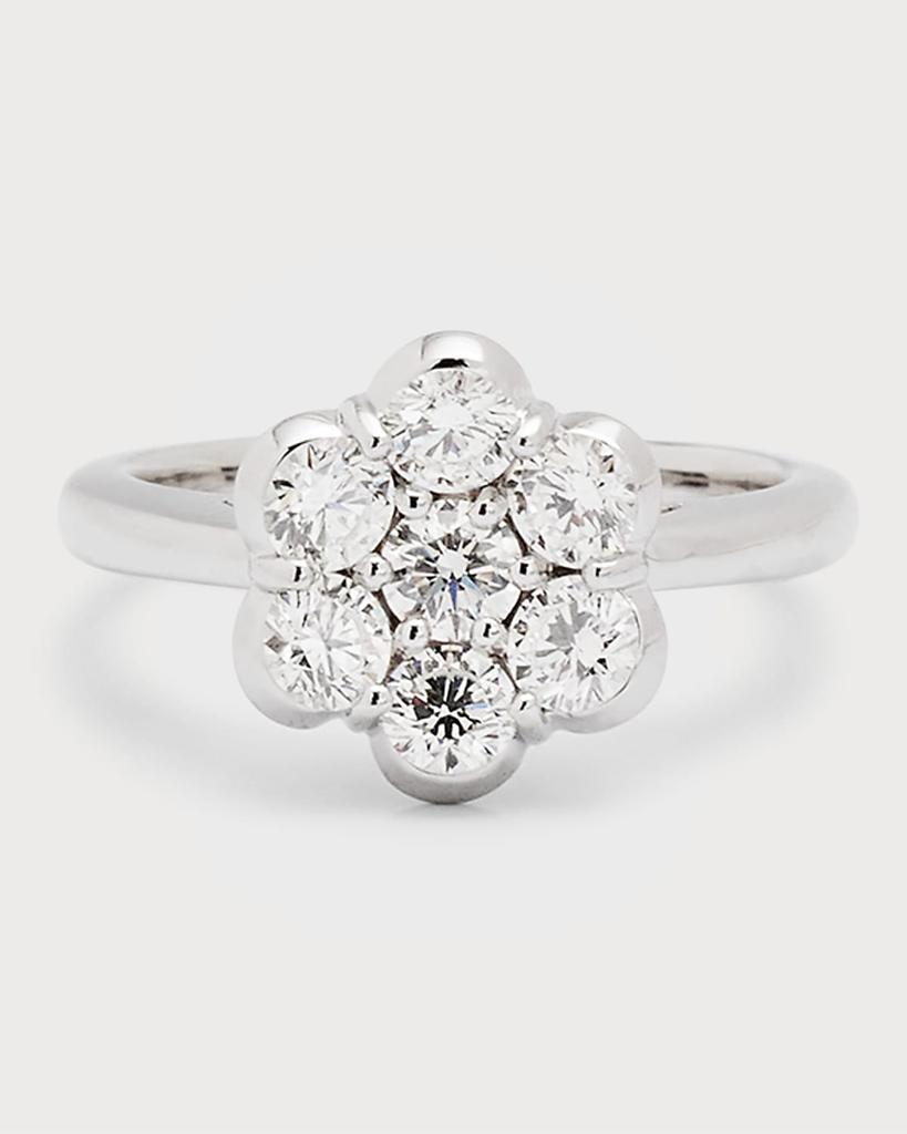 Bayco 18k White Gold Flower Diamond Ring, Size 6 and 7