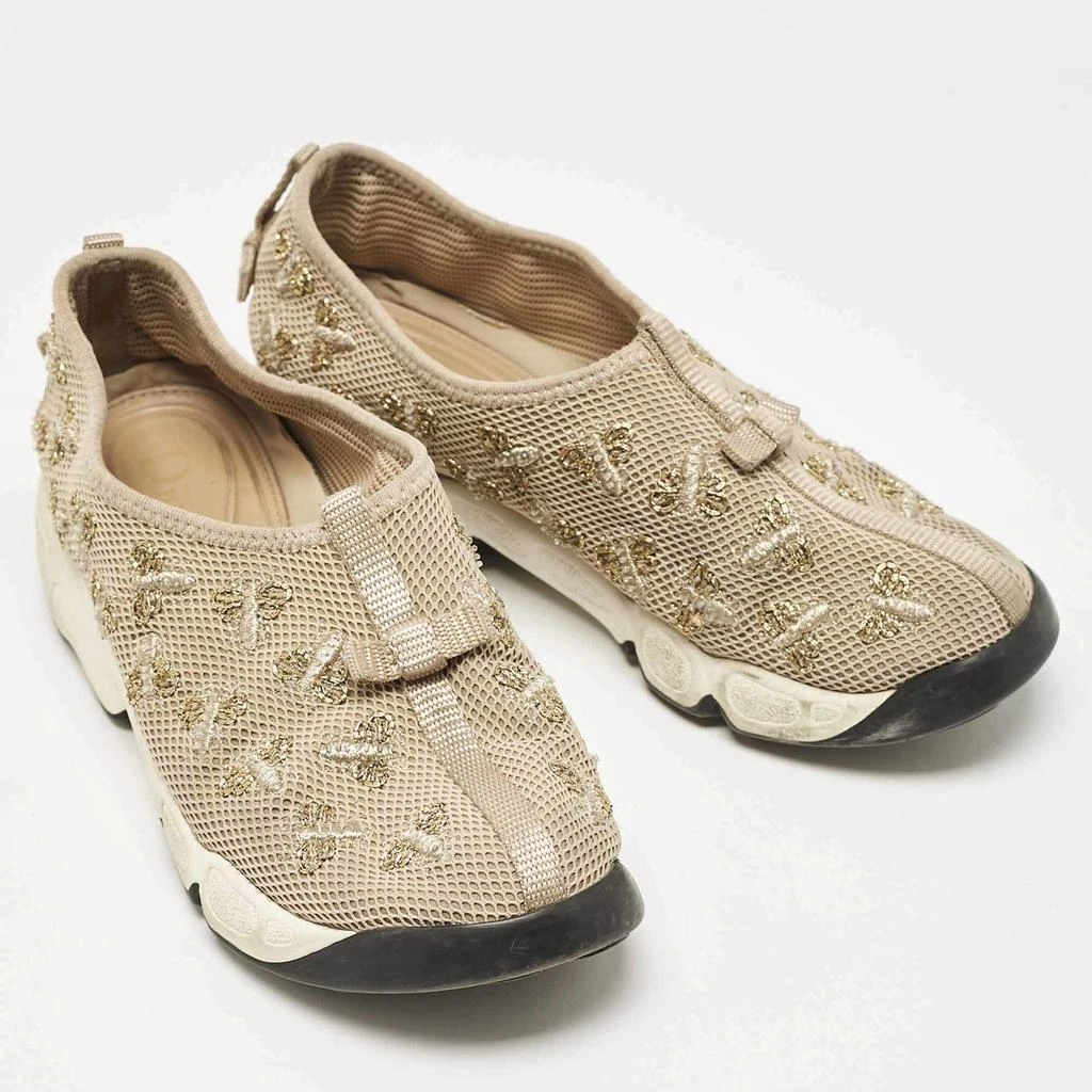 Dior Dior Beige Mesh Beads Embellished/ Embroidery Fusion Sneakers Size 36 4