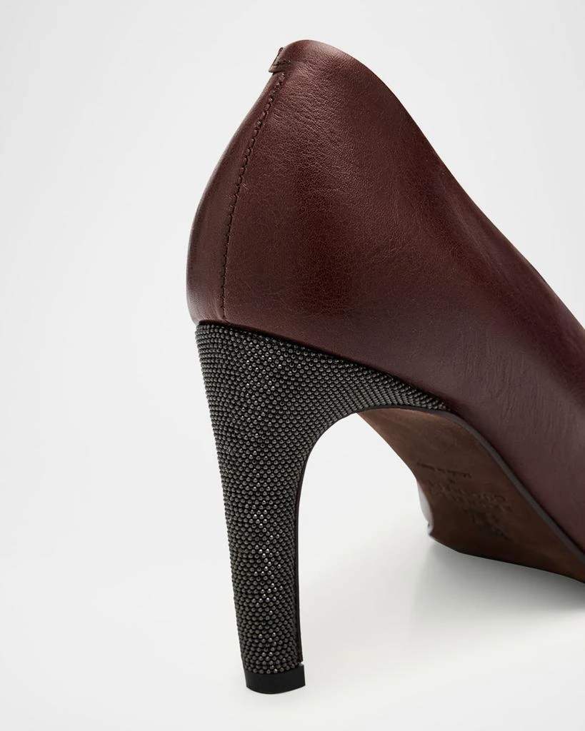 Brunello Cucinelli Leather Curved-Heel Pumps 4