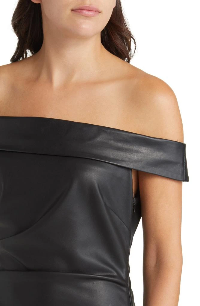 Shop Ally Off the Shoulder Faux Leather Sheath Dress on Sale at BeyondStyle   Get 86% Off Ally Off the Shoulder Faux Leather Sheath Dress with  Limited-Time Flash Deals, Exclusive Discounts, and