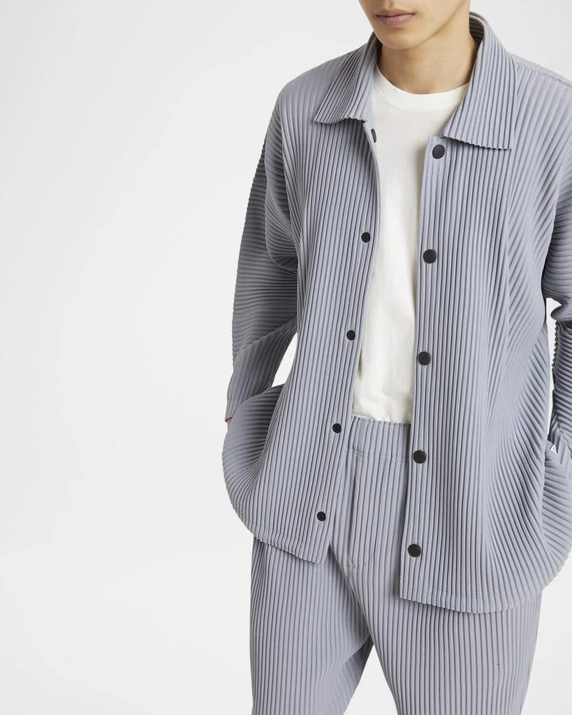 Homme Plisse Issey Miyake Men's Pleated Snap-Front Overshirt 6
