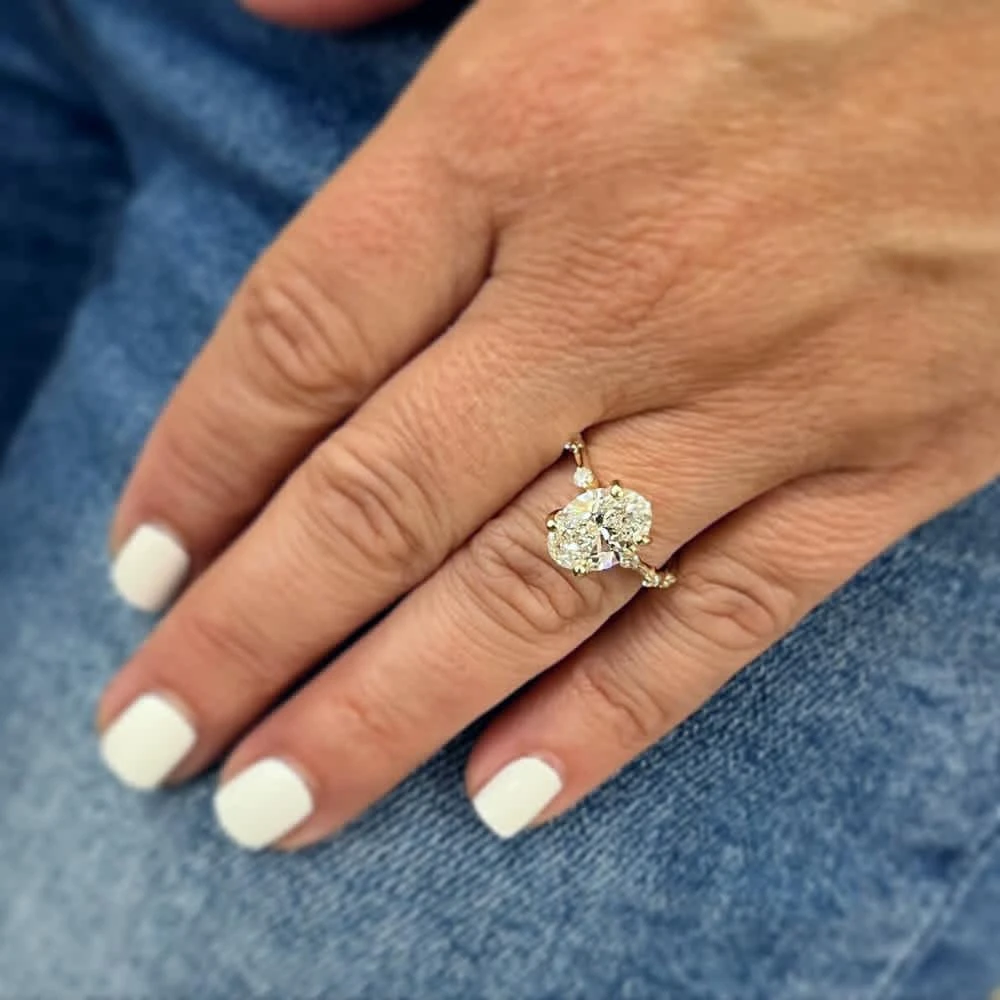 Pompeii3 Certified 2 3/4Ct TW Oval Diamond Engagement Ring Lab Grown 14k Gold 4