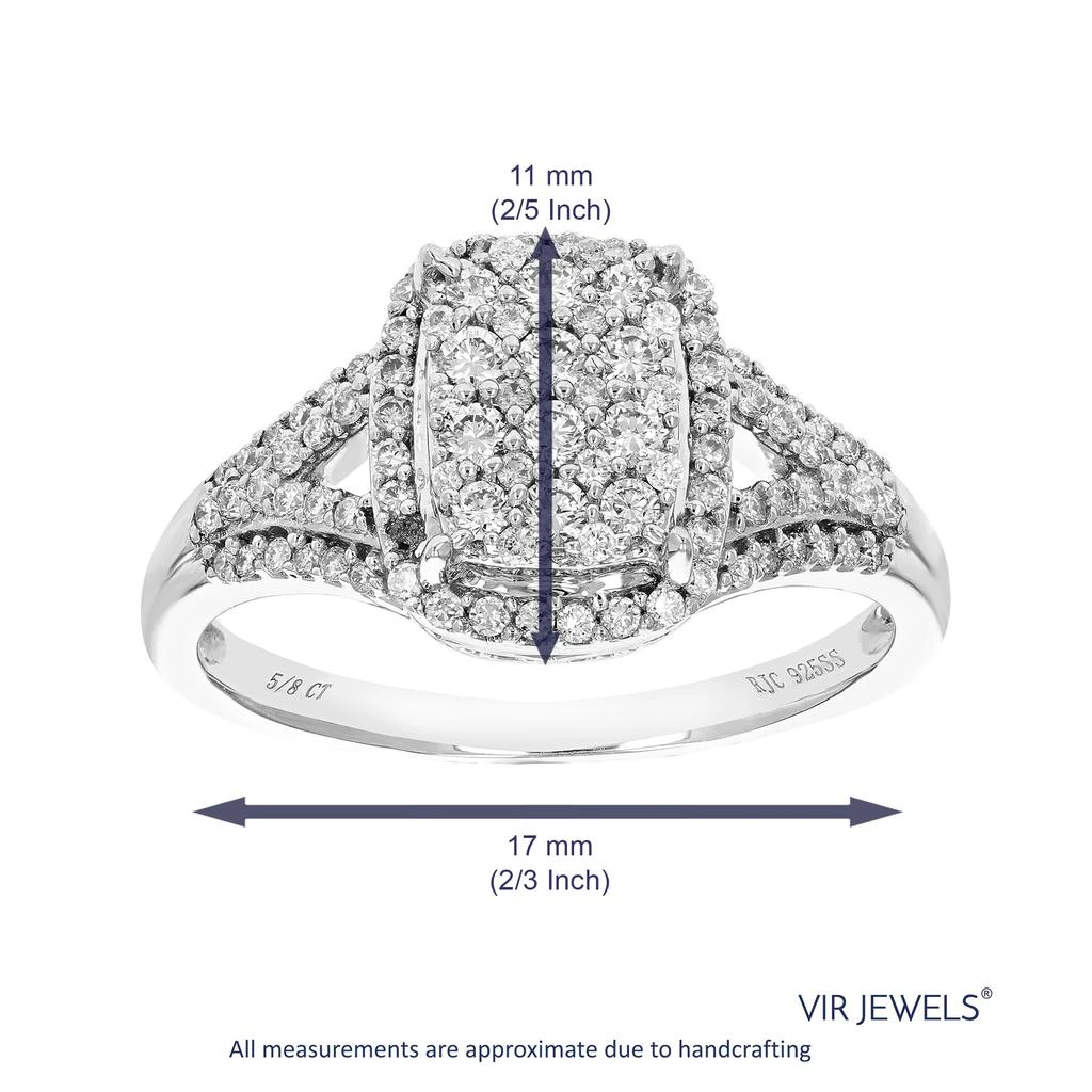 Vir Jewels 5/8 cttw Round Lab Grown Diamond Engagement Ring .925 Sterling Silver 5