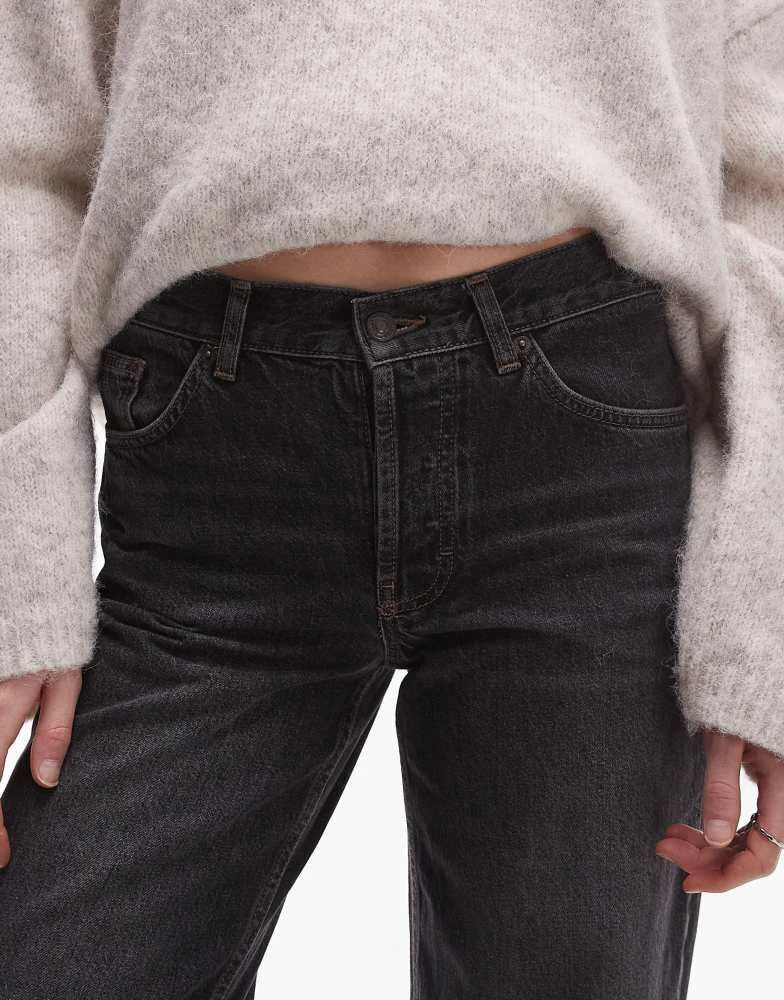 Topshop Topshop Tall Ember low rise straight leg jean in washed black 5