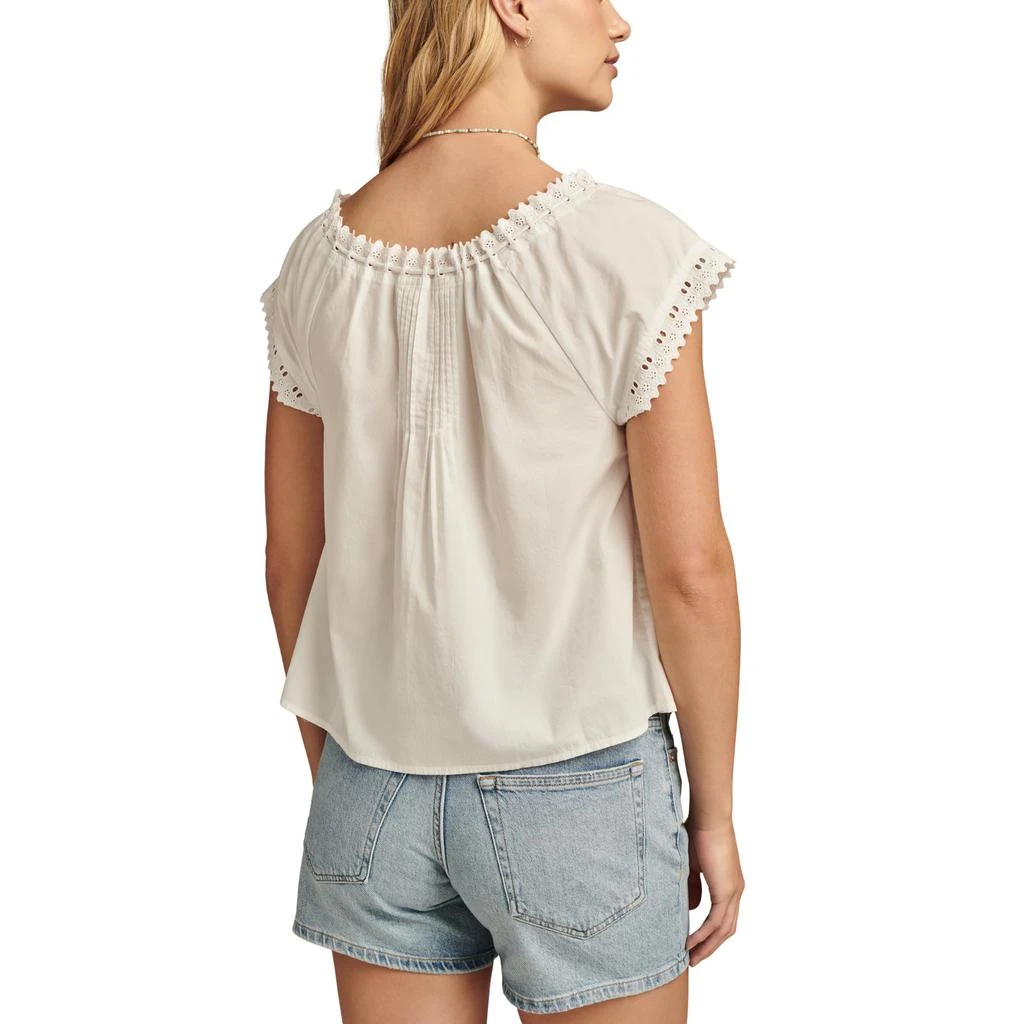 Lucky Brand Pintuck Schiffli Blouse 2