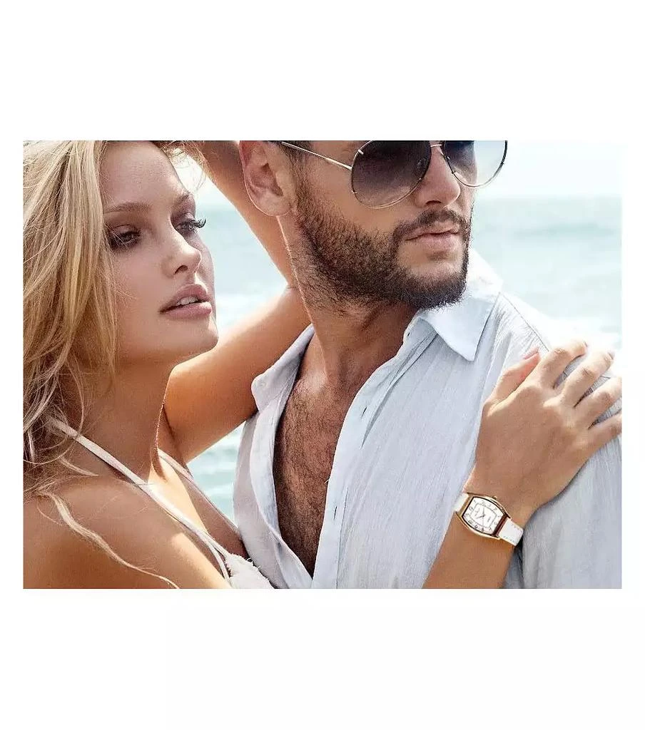 Peugeot Women 26 x 32mm Cushion Shape Watch with White Leather Band 3