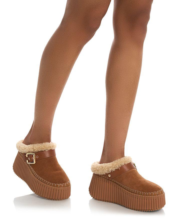 Chloé Women
s Nama Shearling Lined Wedge Mules
