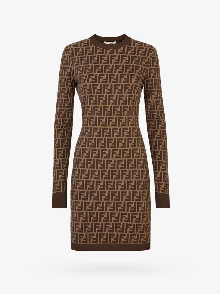 Fendi Fendi Ff Cotton And Viscose Fitted Midi Dress Clothing