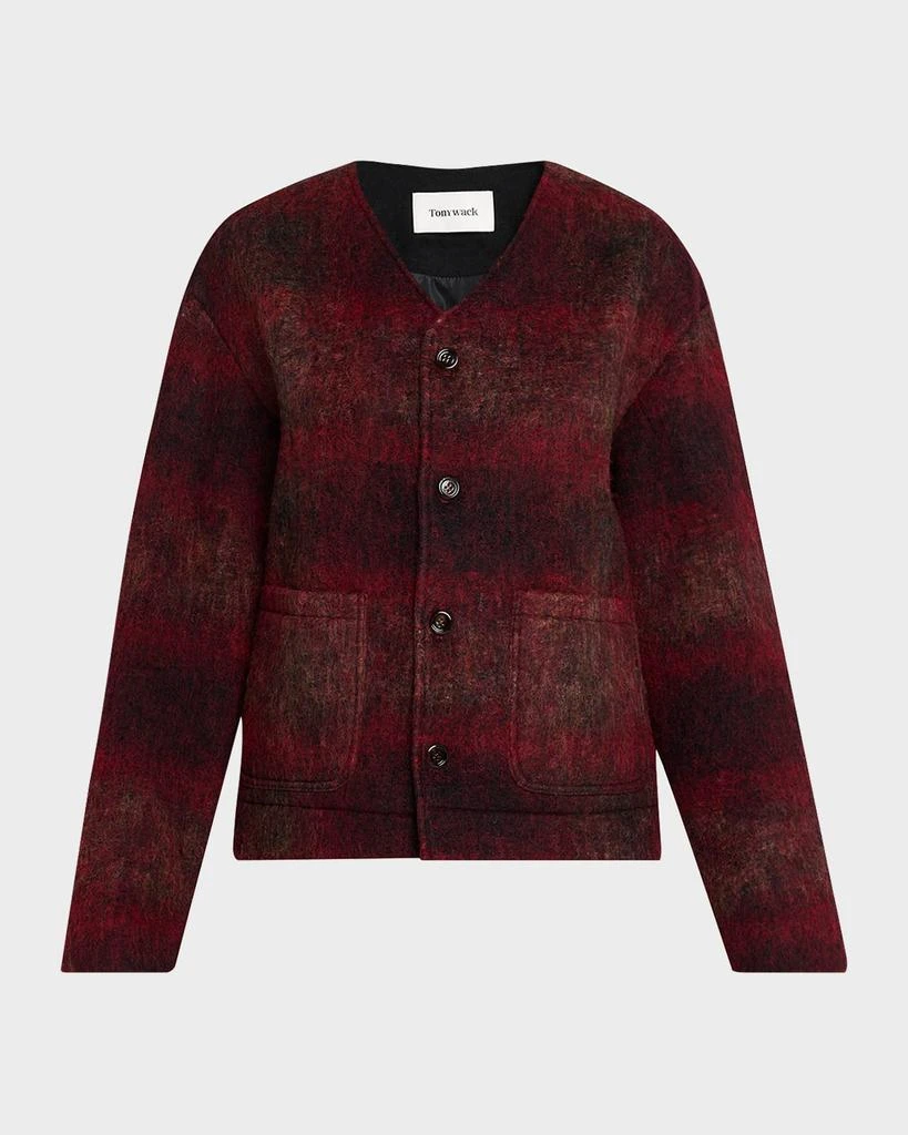 TONYWACK V-Neck Plaid Mohair Jacket