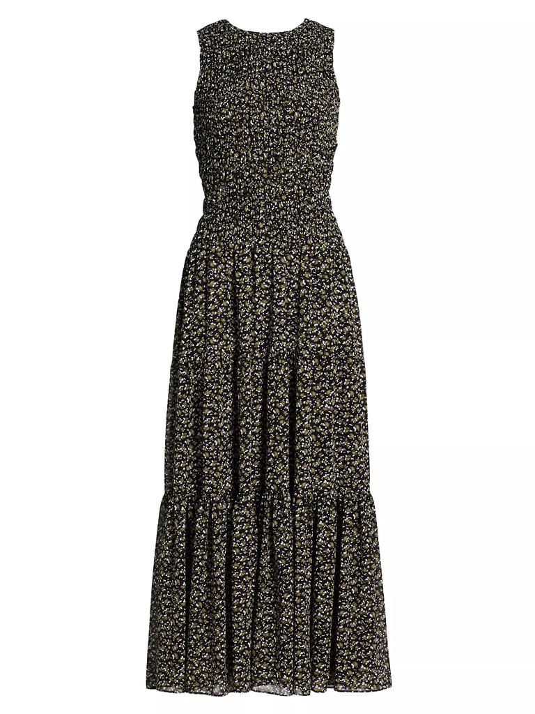 Michael Kors Smocked Floral Fit & Flare Maxi Dress