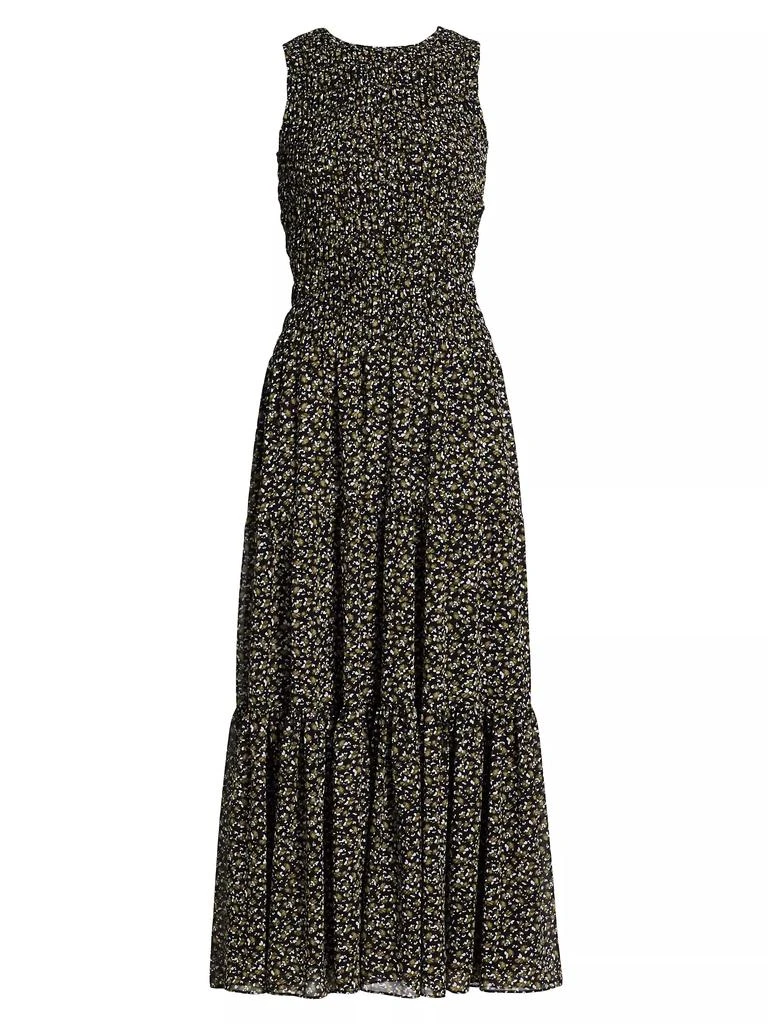 Michael Kors Smocked Floral Fit & Flare Maxi Dress 1