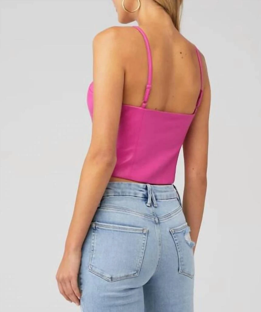 Wayf Faux Leather Cami Top In Magenta 2