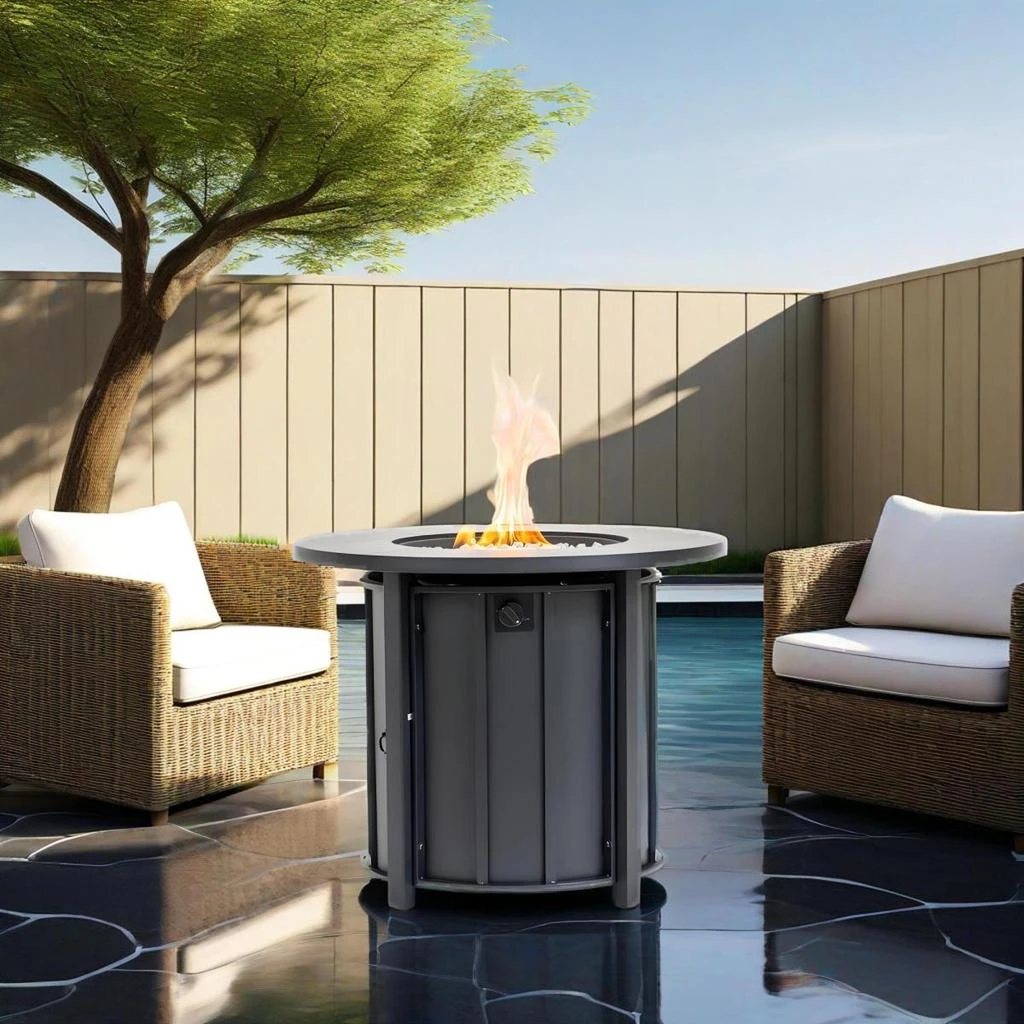 Streamdale Furniture Streamdale 30-inch Outdoor Fire Pit Table with Wood Grain Ceramic Top