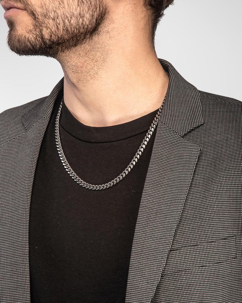 Marco Dal Maso Men's Flaming Tongue Cuban Link Necklace, Silver