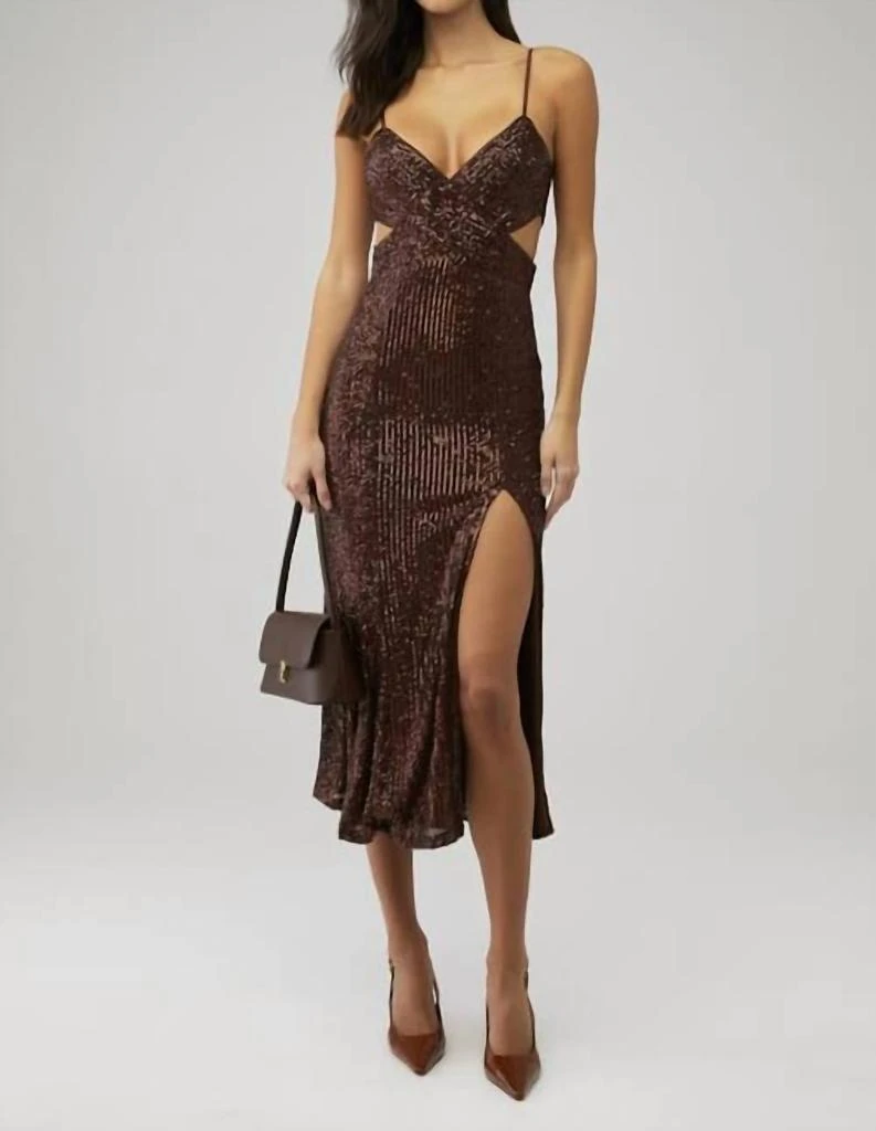 SAYLOR Harmonie Dress In Chocolate Sequin 1