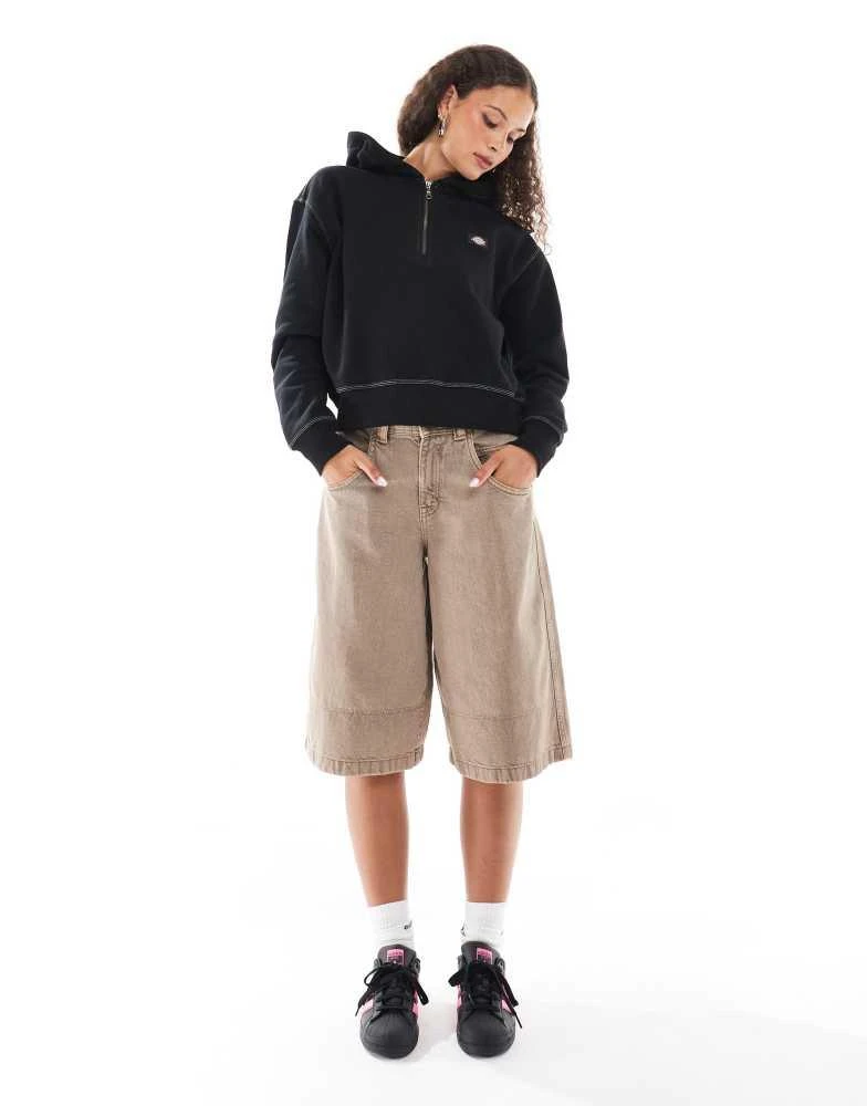 DICKIES Dickies seasonal quarter zip hooded jumper in black 2
