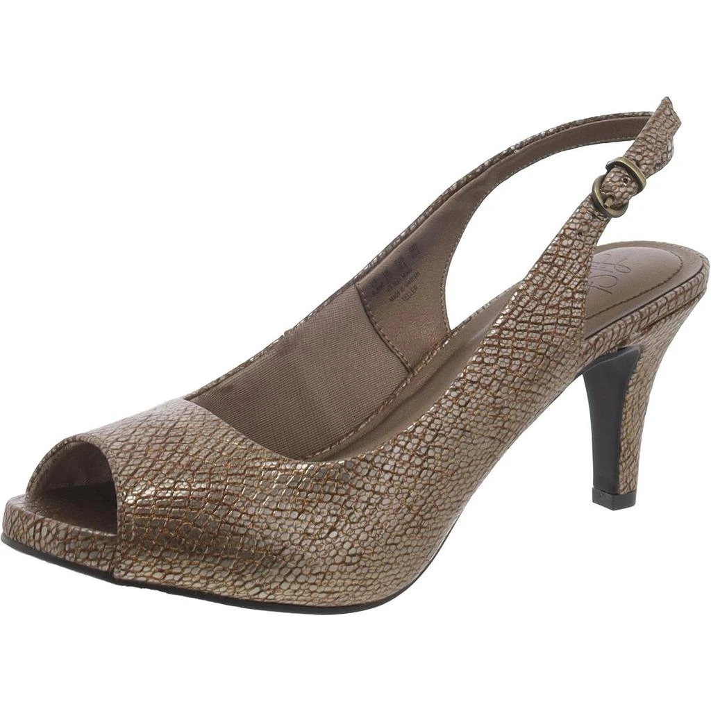 LifeStride Teller Womens Solid Slingback Peep-Toe Heels 7