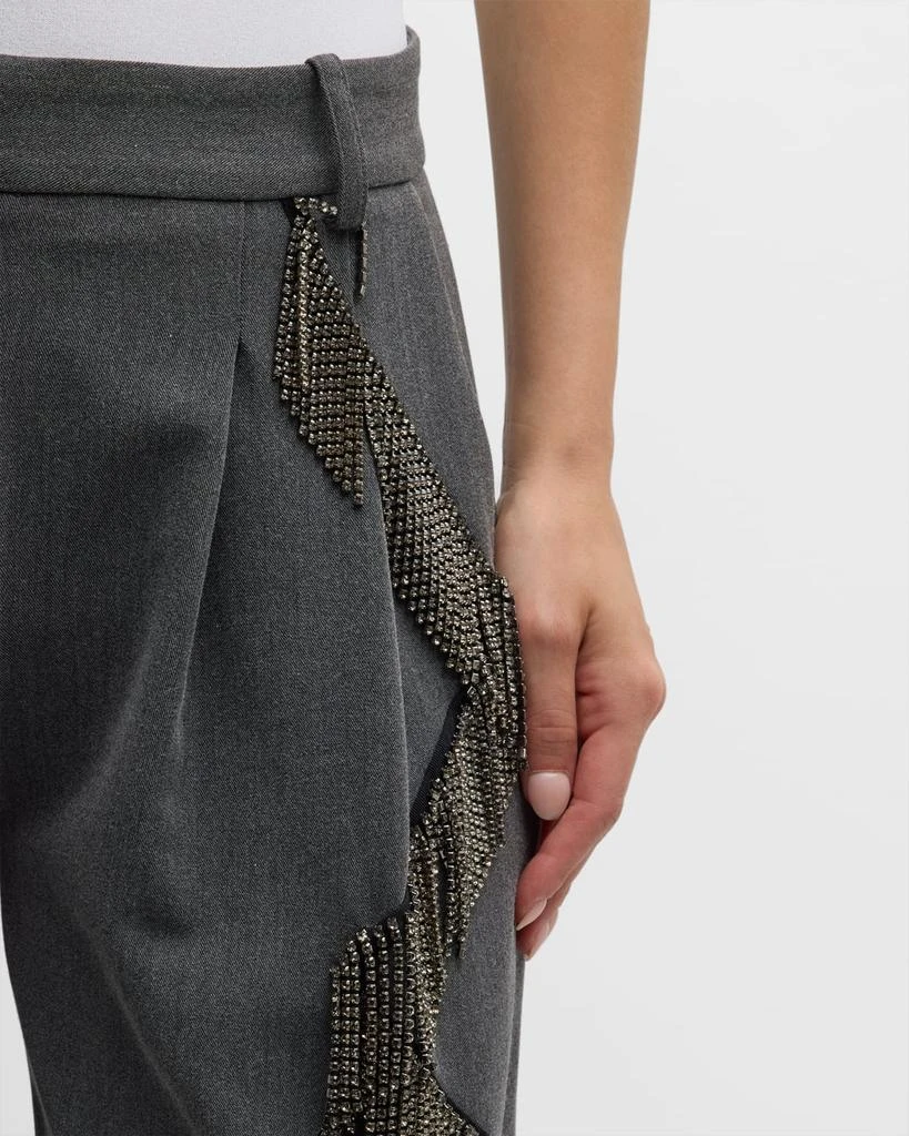 Hellessy Cliff Crystal Fringe Straight-Leg Pants 5