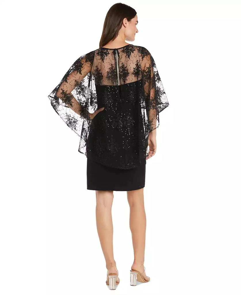 R & M Richards Women's Sequin-Mesh Cape-Overlay Dress 3
