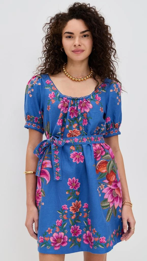 Farm Rio Summer Fruit Blue Scarf Dress 6